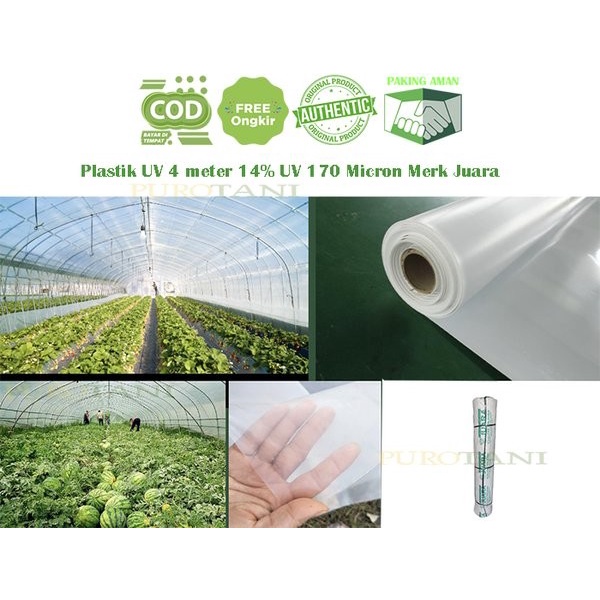 Plastik UV 4M Ultra Violet Green House UV 14%-170 micron Lebar 4 Meter Juara