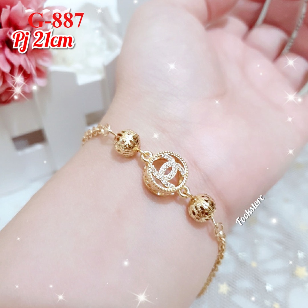 Gelang Tangan Xuping Gold Wanita Dewasa Motif Rantai Permata Cantik