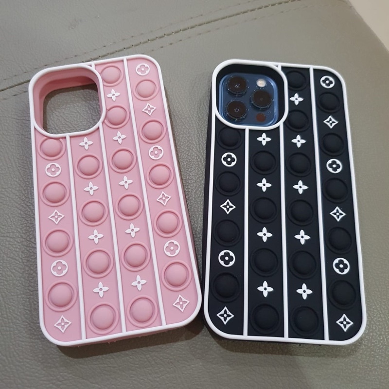 PROMO POP IT CASE LV IPHONE 12PRO MAX BLACK PINK SILIKON VIRAL TREND