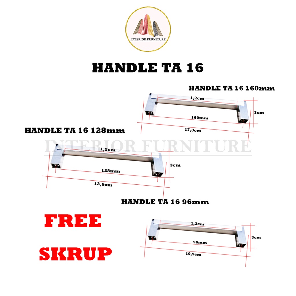 Tarikan Handel TA 16 Huben / Handle Laci Pintu Lemari Minimalis Gagang Pull Bar Lemari Dapur Kitchen