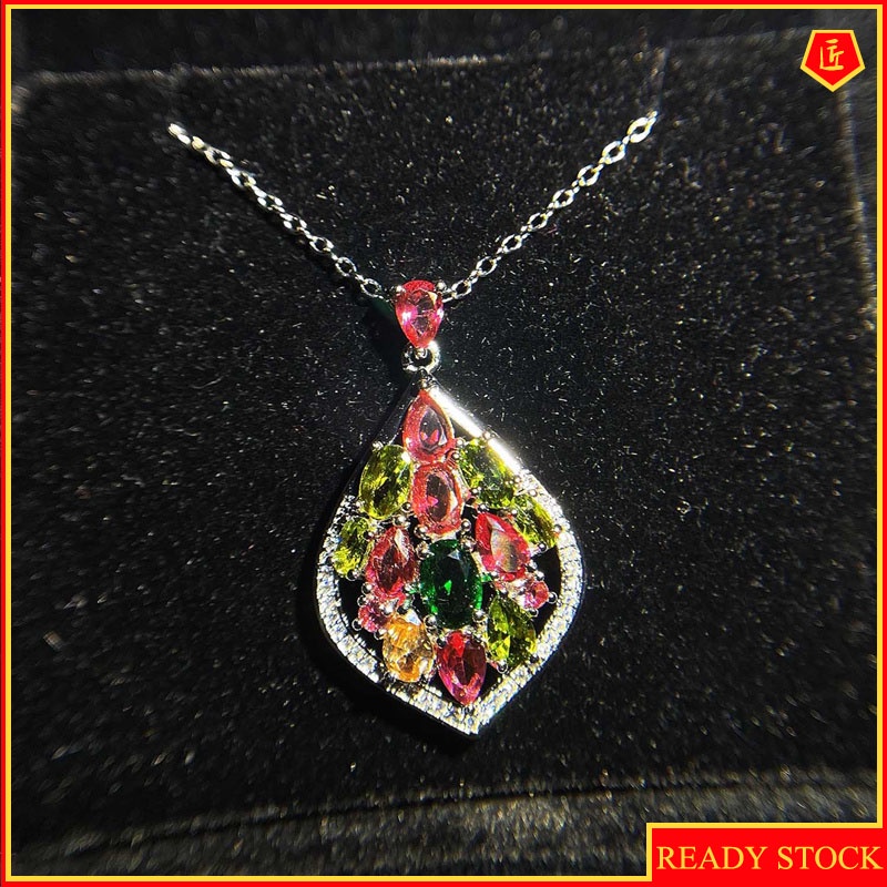 [Ready Stock]Luxury Colorful Full Diamond Pendant Women's Pear-Shaped Fashion Temperament