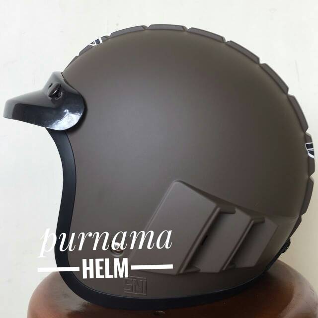 Helm retro bogo robot warna coklat dof