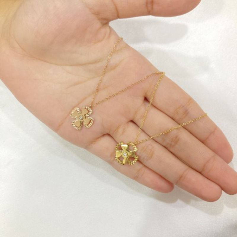 Perhiasan Wanita Titanium Asli Anti Karat Aksesoris Kalung Rantai Stainless Steel Lapis Emas 18K 24K