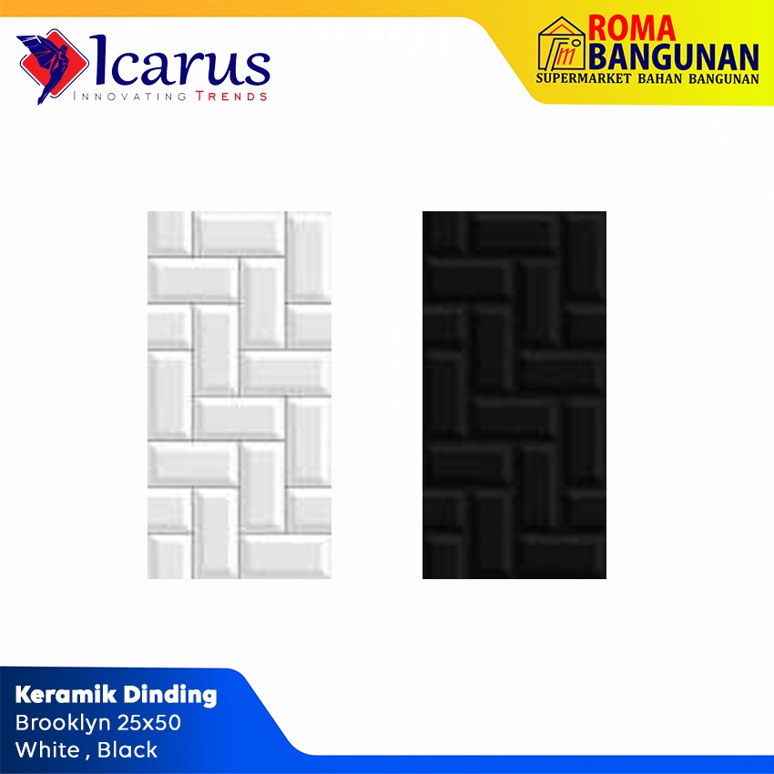 Icarus Keramik Dinding Brooklyn White Brooklyn Black 25x50