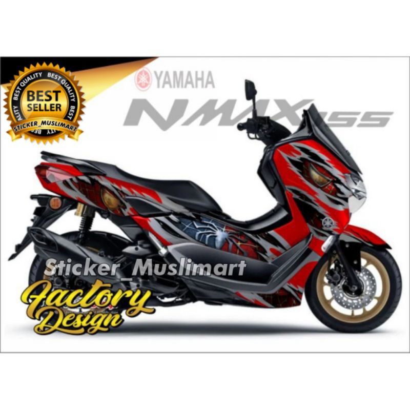 Decal sticker New Nmax 2020 motif Spiderman 3D merah putih variasi full body
