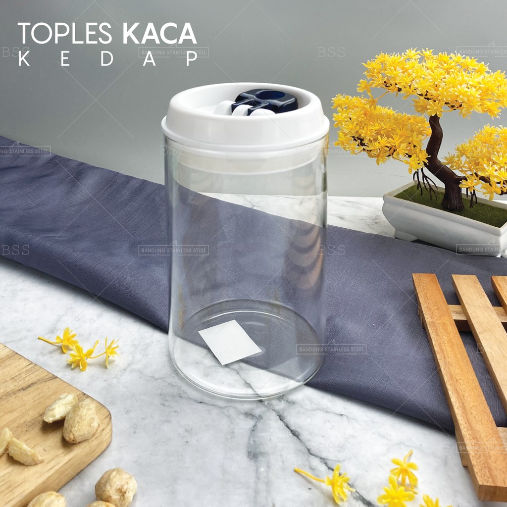 Toples Kaca Kue Lebaran Vacuum Borosilicate Kedap Udara 1250 ml Murah