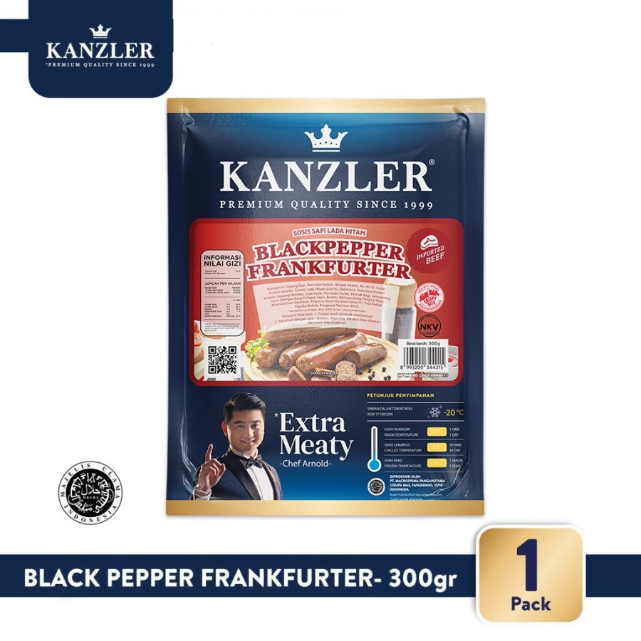 BEEF BLACK PEPPER FRANKFURTER KANZLER 300GR SOSIS SAPI LADA HITAM