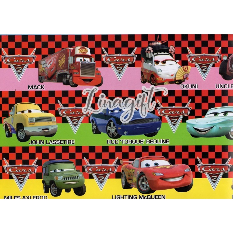 ( 5 Lembar ) SR BOYS - KERTAS KADO GLOSY - GIFT WRAP PAPER ULANG TAHUN HAPPY BIRTHDAY CARS SUPERWINGS TAYO THE BUS MCQUEEN