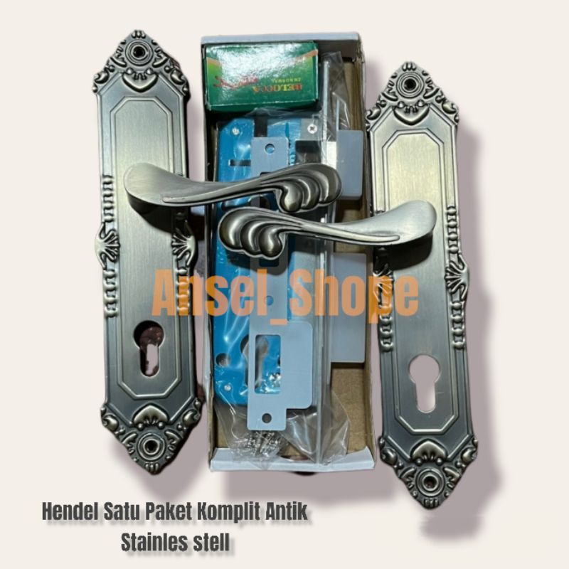 handle pintu kamar tidur ANTIK / hendel paket komplit BISA COD / gagang pintu kamar satu set