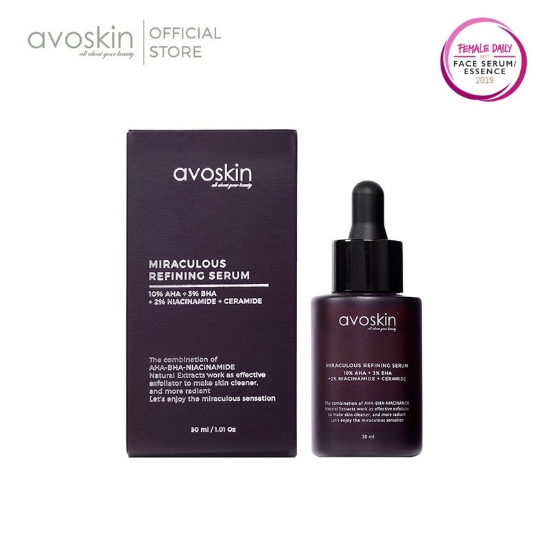 AVOSKIN Miraculous Refining Serum Indonesia / Avo Skin / Toner Retinol Ampoule Cream AHA BHA PHA