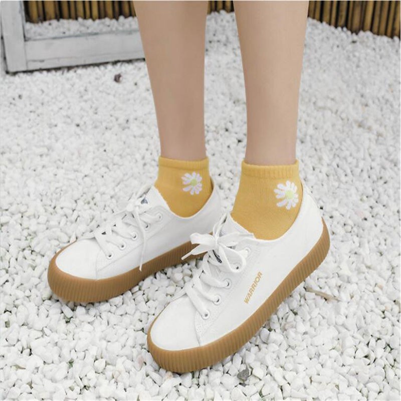 AGG-270 Kaos Kaus Kos Koas Kaki Motif Bunga Semata Ankle Wanita Pendek Lucu Korea Fashion