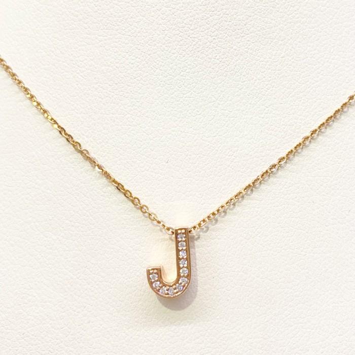 Liontin Berlian Inisial / Huruf J + Kalung Emas - Kimberly Jewellery