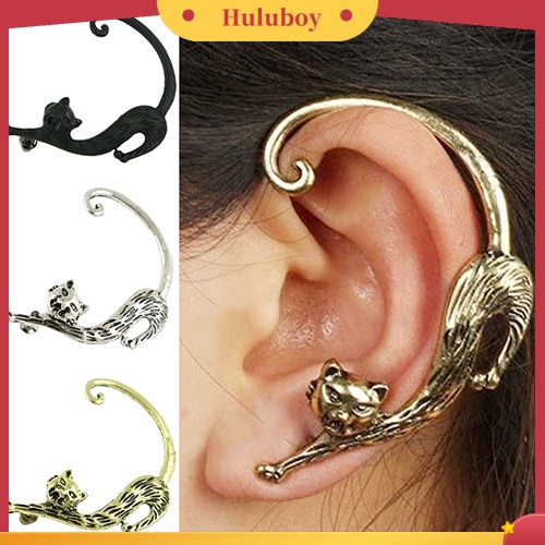 Hu Hu Hu Hu Hu Alat Bantu Pasang Kacamata♡ 1 Pasang Anting Tusuk Bentuk Kucing Gaya Vintage Punk Gothic Untuk Wanita