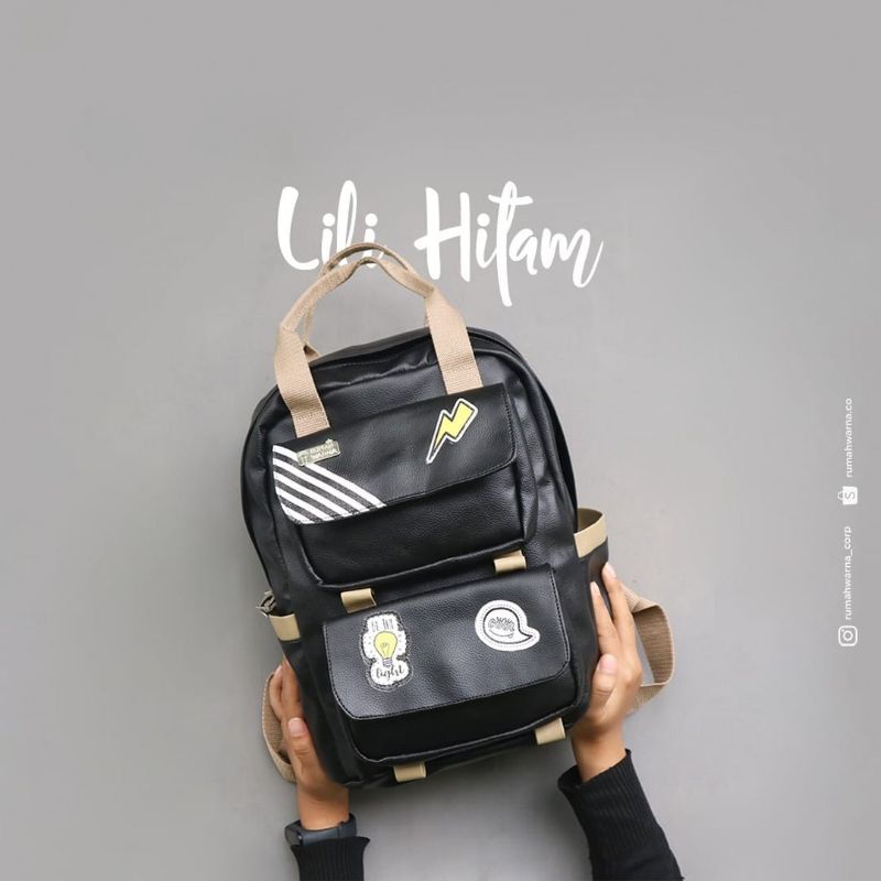 TAS WANITA// TAS LAPTOP// TAS SEKOLAH//TAS KEREN// TAS RANSEL LILI POLOS HITAM RUMAH WARNA
