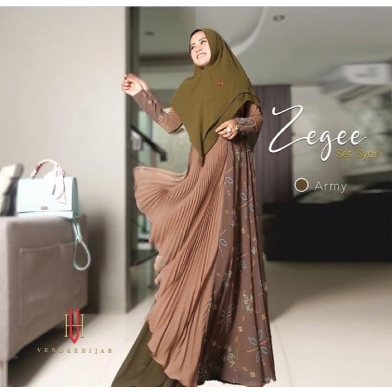 GAMIS SYARI SET KHIMAR ZEEGE SYARI BY VENDRE / GAMIS SYARI SET KHIMAR KEKINIAN CANTIK ORIGINAL