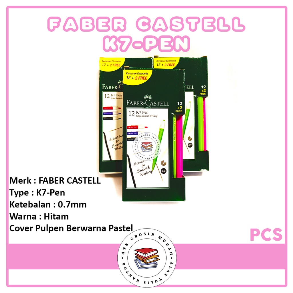 

Faber Castell Pulpen K7 Ballpoint 0.7mm Cover Berwarna - Pcs
