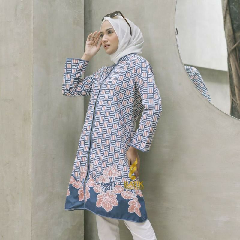 Batik wanita ASJ SA HRB026 Kenongo Kemeja Tosca Pendek Batik Seragam Batik Wanita Jumbo