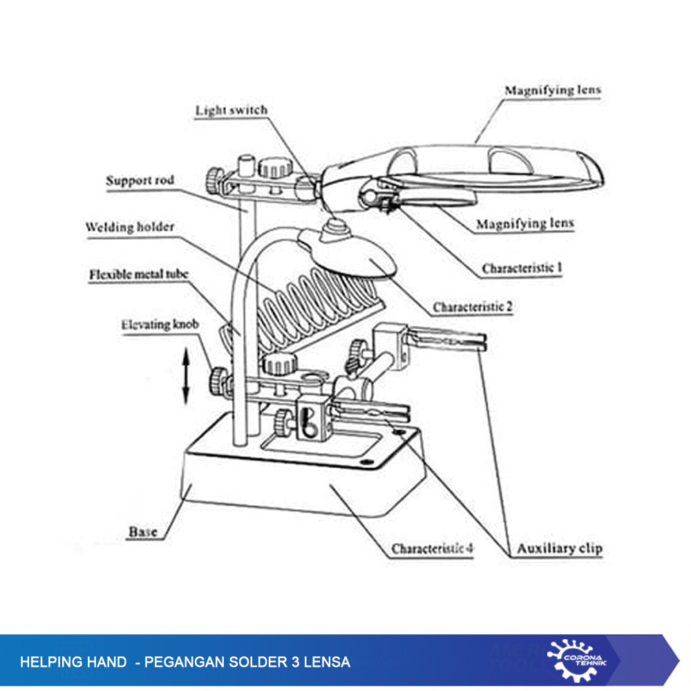 Helping Hand - Pegangan Solder 3 Lensa - MG16129-C