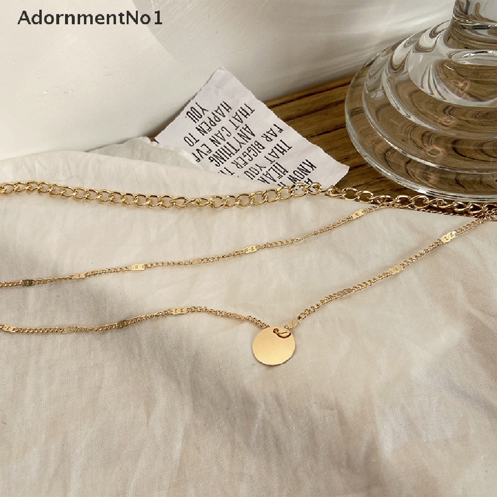 (AdornmentNo1) Kalung Choker Rantai Banyak Lapis Warna Emas Untuk Wanita