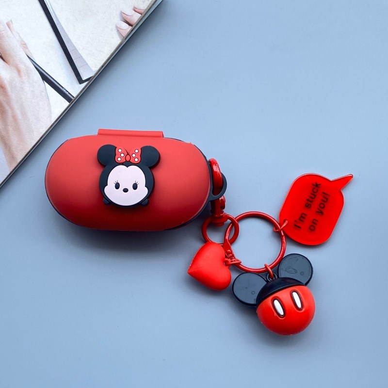 Casing Soft Case Silikon Motif Kartun Minnie / Mickey Mouse + Gantungan Kunci Untuk Samsung Galaxy buds / buds Plus