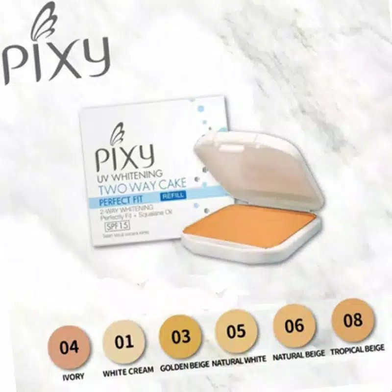 Bedak Pixy Refill Two Way Cake Pixy UV whitening Natural White Original Bedak Padat Perawatan Kecantikan Murah