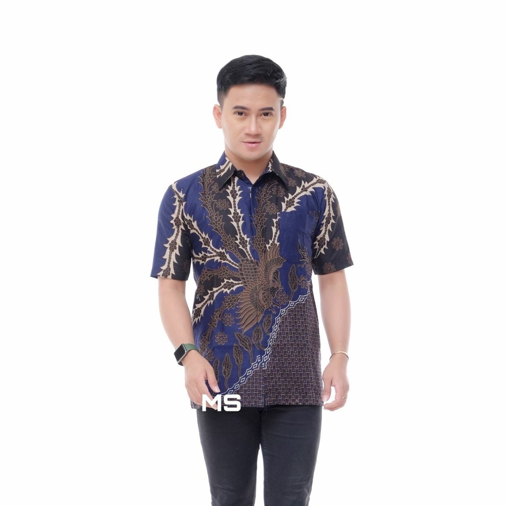 Bswart Batik Hrb026 Kenongo Hem Pendek Murai Pekalongan M L Xl Batik Pria Murah Modern Grosir Ori