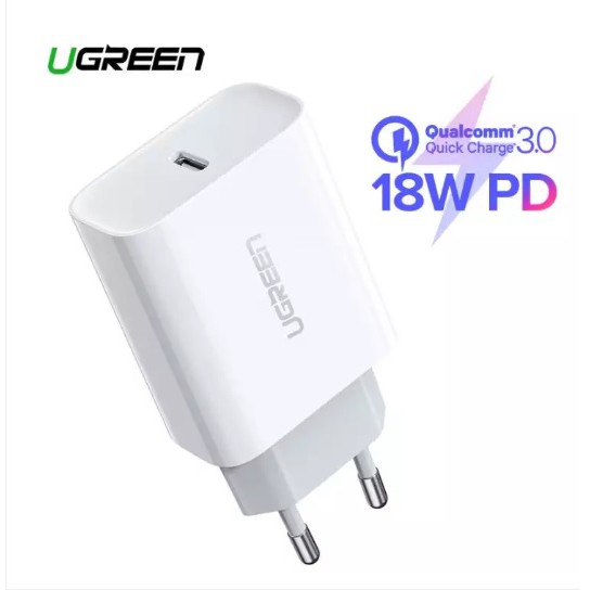 Ugreen Charger Type C Quick Charge With PD 3.0 18 Watt QC 3.0 WHITE
