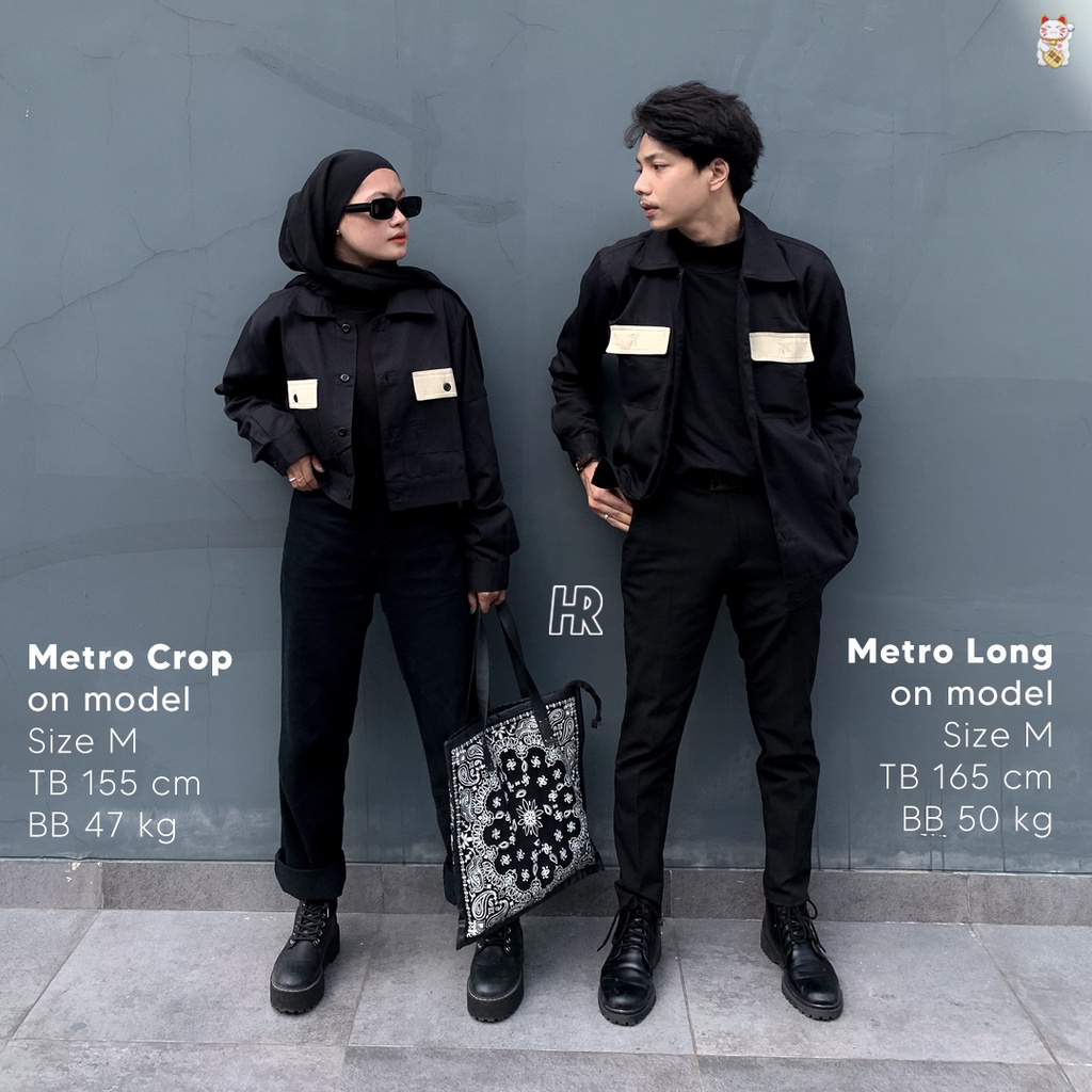 Metro - Jaket Hitam Panjang &amp; Crop - Couple