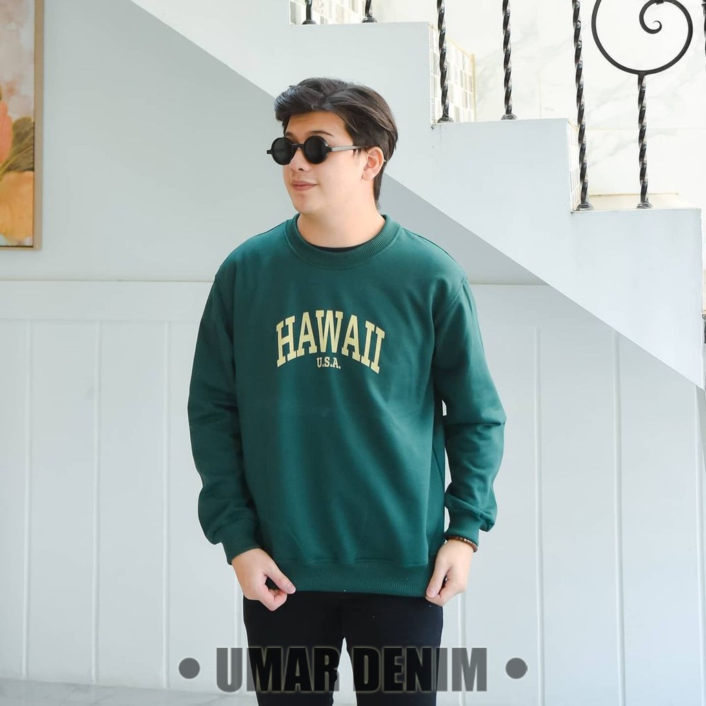 Sweater hawaii cowok cewek simpel bahan flece tebal