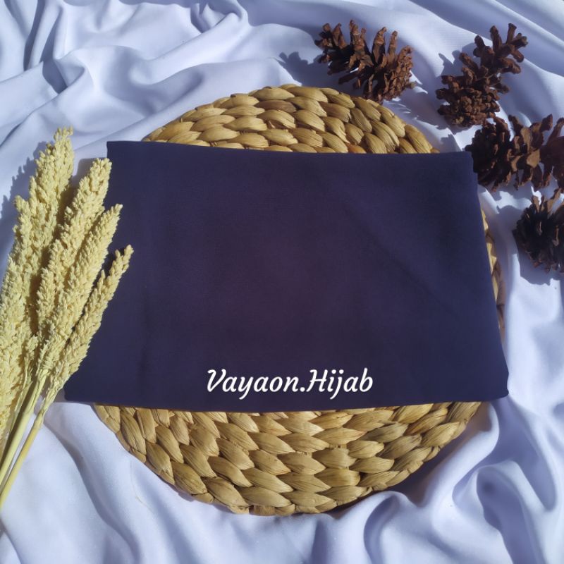 (GRAB INSTAN) HIJAB PASHMINA CERUTY 200x75 JILBAB PASHMINA CERUTY BABYDOLL PREMIUM TEPI JAHIT-Navy