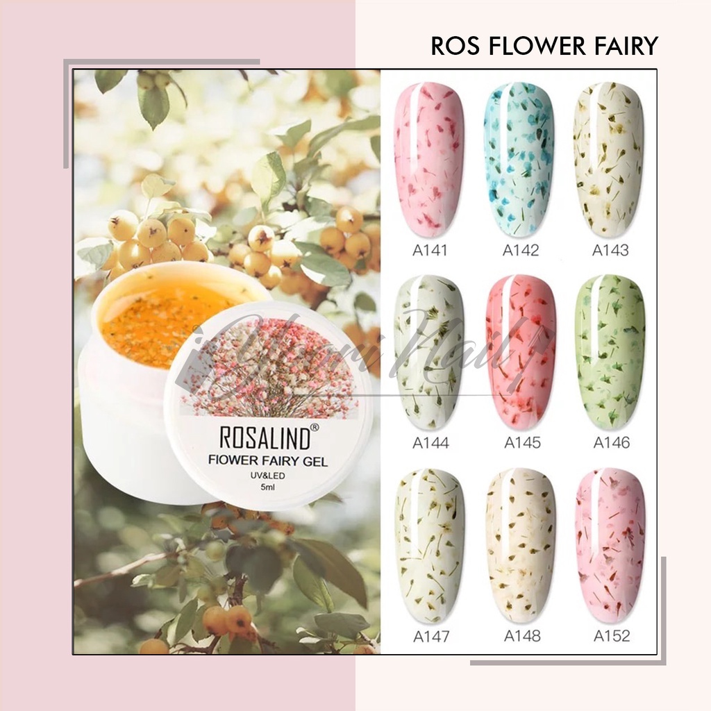 Rosalind flower fairy 5ml uv led gel polish 12 warna gel bunga rosalind flower pot