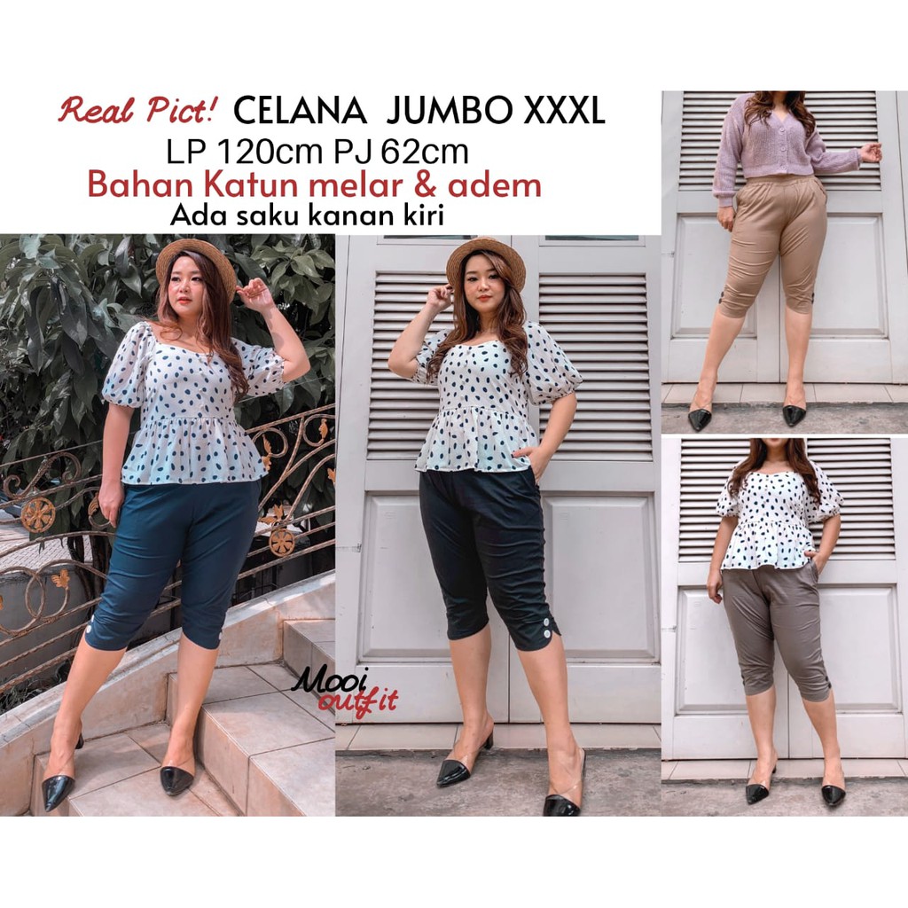 Celana Pendek Jumbo Xxxl Katun Stretch Melar Celana Santai Jumbo Celana Pendek Big Size Wanita Murah