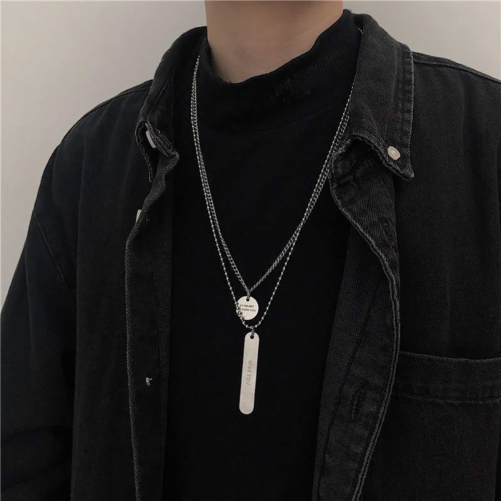 Needway  Creative Long Chain Necklace Hip Hop Fashion Jewelry Clavicle Chain Women Punk Fashion Men Korean Long Hangtag Pendant Necklace