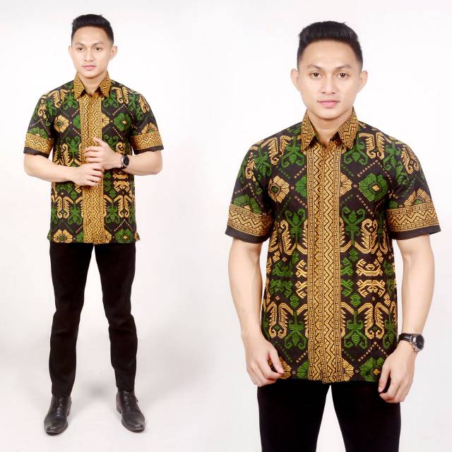 BSWART Batik HRB026 Kenongo Hem Pendek Padi Pekalongan M L XL Batik Pria MURAH Modern