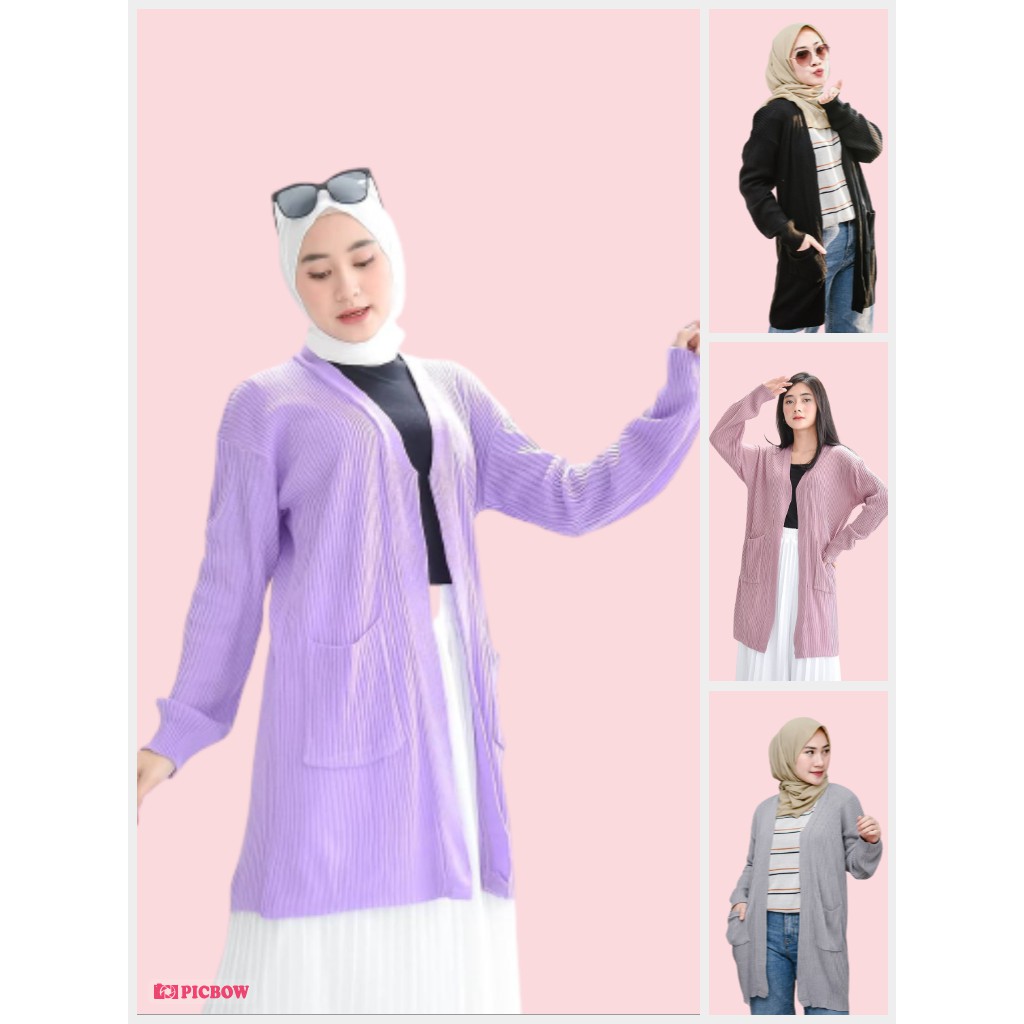 Ready 14 Warna Cardigan Rajut Panjang untuk Outer - Kardigan Agatha Long - Open Reseller