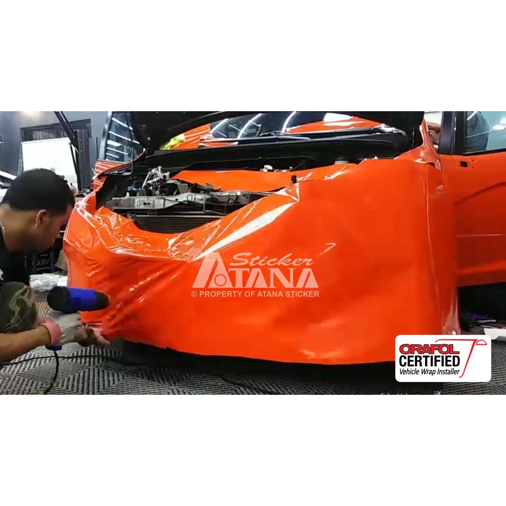 Skotlet Orange Glossy Oracal 651 Scotlet Oren Oranye Gloss Metalik Stiker Kilap Gilap Meteran Sticker Decal Roll Scotlite Body Mobil Motor Matic Sepeda Scotlight Nyala Cat Dekorasi Kaca Kap Background Aquarium Furniture MPV Lamborghini Ferrari Truck Fusso