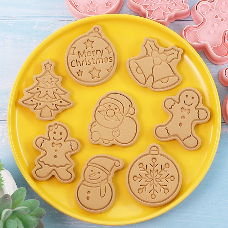Zzz 8pcs / Set Cetakan Kue / Pastry 3D Motif Kartun Natal Untuk Peralatan Panggang / Dapur Diy