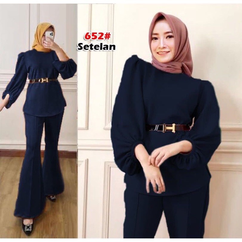 Mk652 setelan scuba/set wanita korea fashion free belt