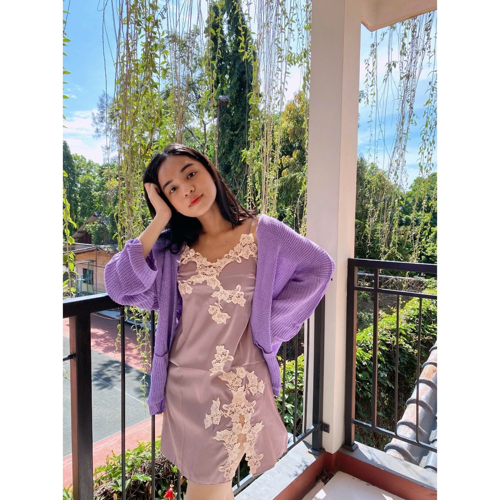 Pluffyschoice Evangeline Nightgown Lingerie Sleepwear Baju Tidur Satin Seserahan Bigsize-6