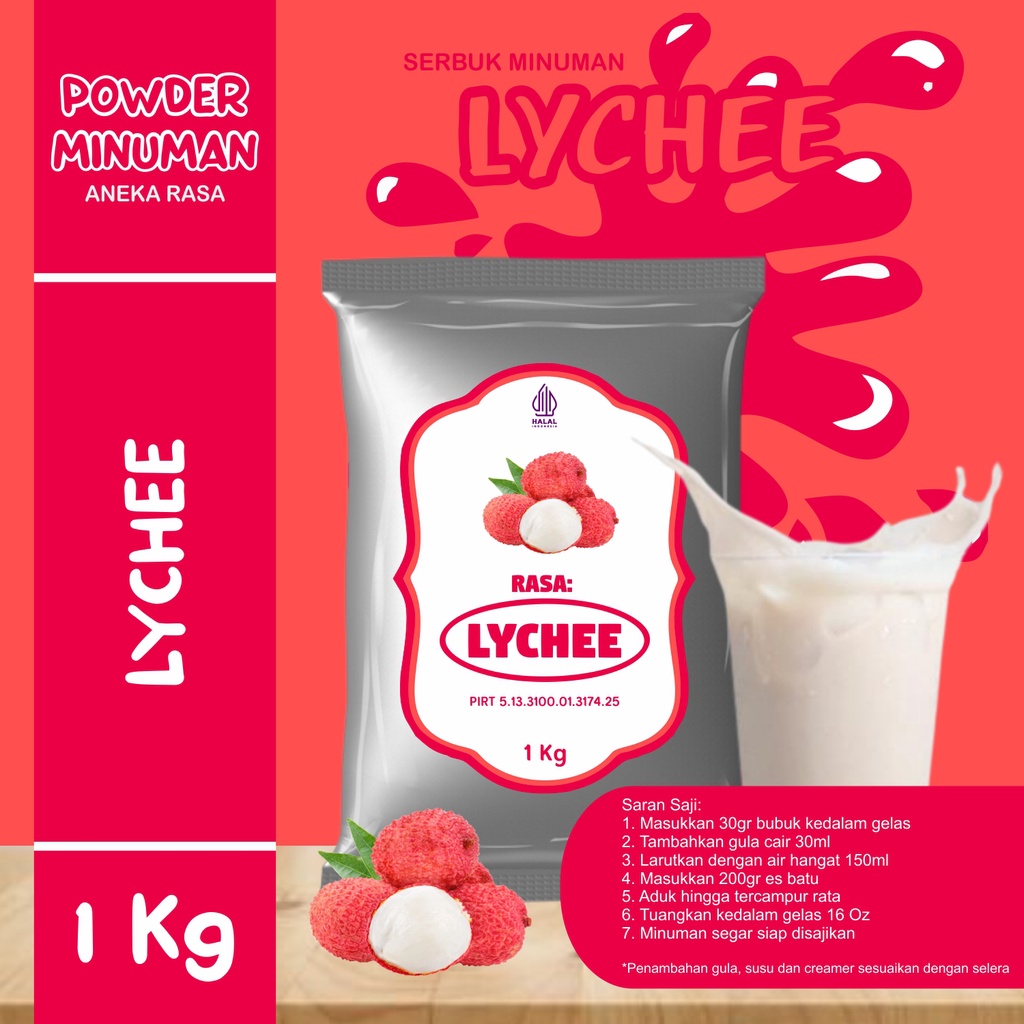 

Bubuk Serbuk Minuman 1kg Rasa Leci Bubuk Minuman Kekinian Standar Instan Drink Lychee Flavor Powder Boba Drink