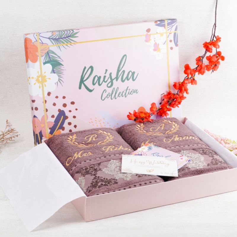 RC Gift Hampers Handuk Bordir Couple Premium Custom Bahan Handuk Terry Palmer Premium 50x100 cm Free Box Premium Dan Gift Card