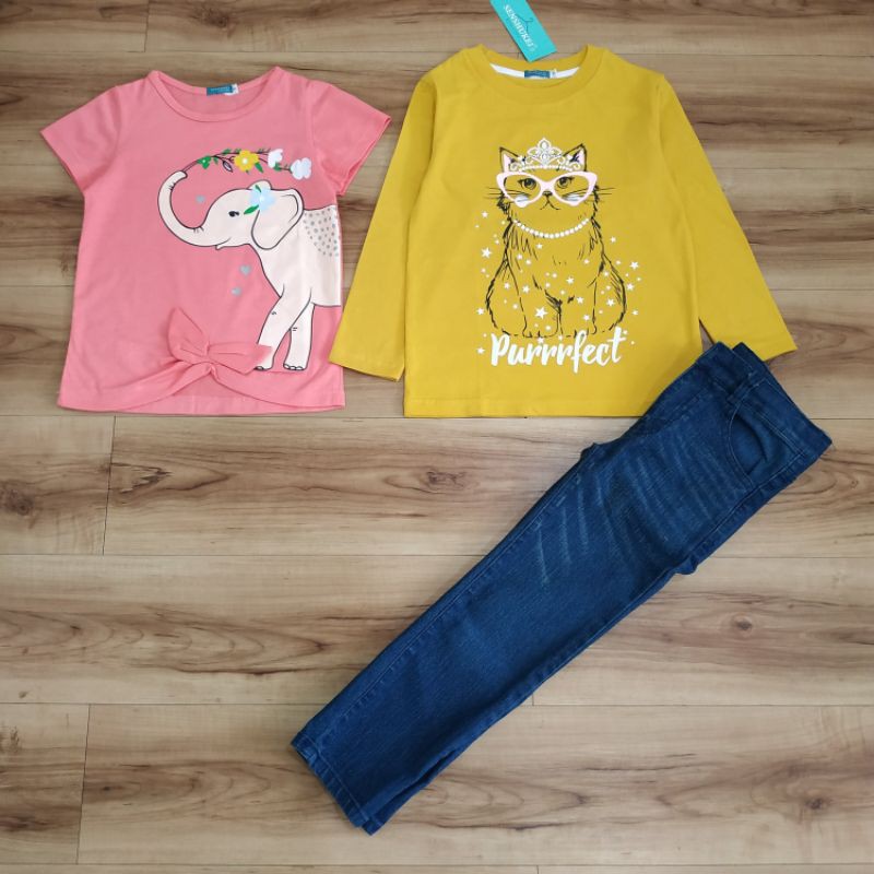 [Brandedbaby] 5-13T SENSHUKEI GIRL FASHION 3IN1 SET JEANS