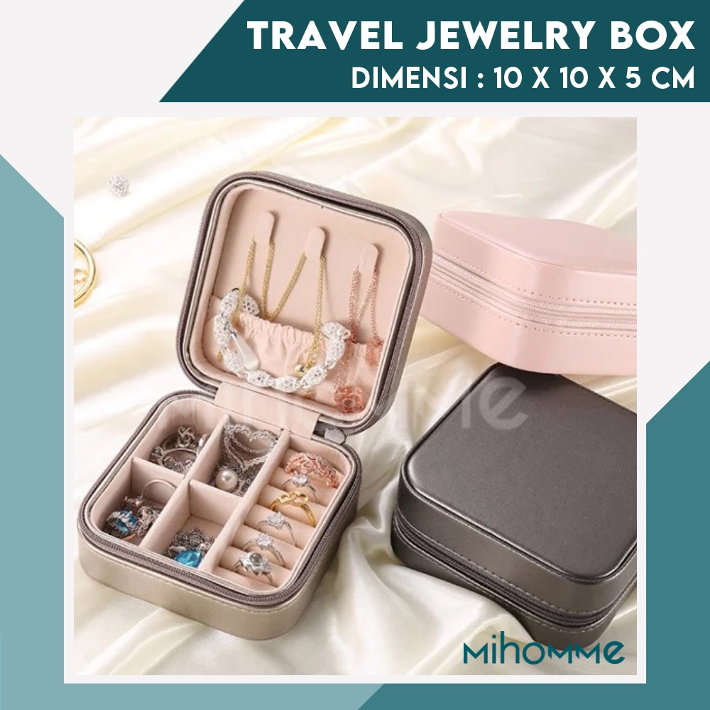 Kotak Perhiasan Jewelry Storage Box Tempat Penyimpanan Cincin Kalung Travel Mini