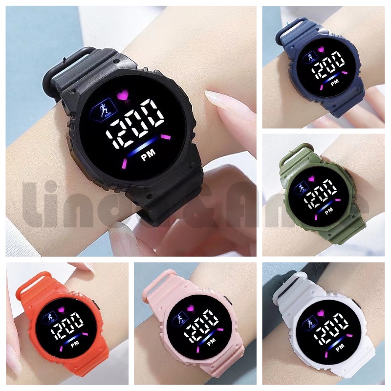 Jam Tangan Wanita Digital Watch LED Rubber Electonic Fashion Tampilan Warna-Warni