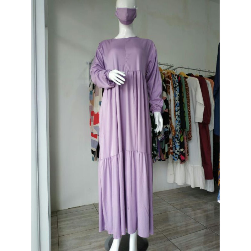 Manohara dress / gamis polos rayon twill / gamis lilac / dress lilac