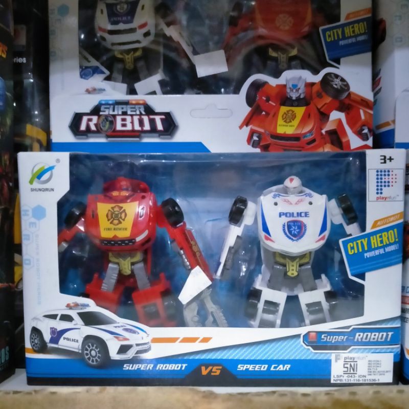 mainan super robot vs speed robot /mainan robot bisa tranform menjadi mobil polisi