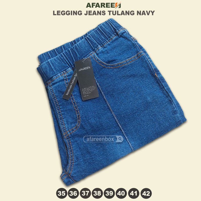 AFAREEN - Celana Jeans Tulang Wanita Jumbo Legging Jeans Tulang Front Line Garis Depan 35-42