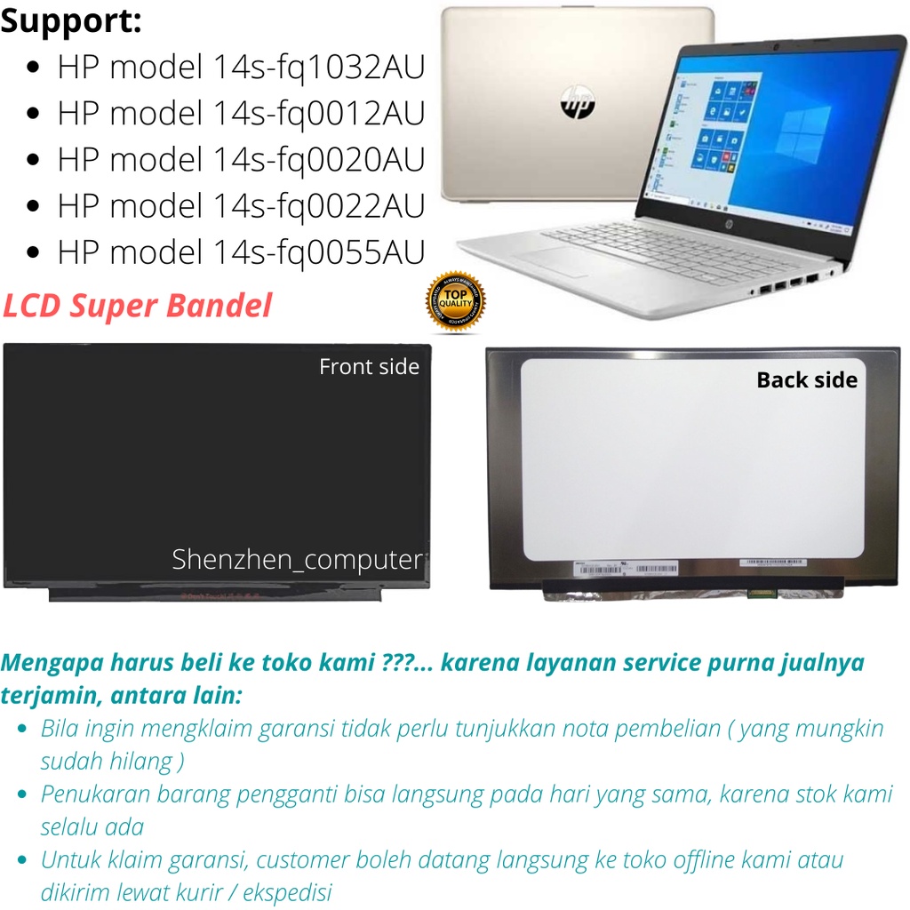 LCD HP 14s-fq1032AU 14s-fq0012AU 14s-fq0020AU 14s-fq0022AU 14s-fq0055AU new original