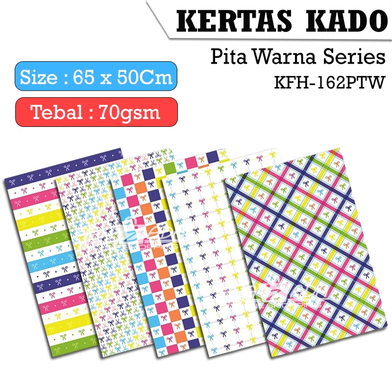 

Apazada - Kertas Kado Grosir Murah Motif Pita Warna Series Isi 20pc / Gift Wrap / Bungkusan Kado KFH-162PTW Murah Berkualitas Bisa Cod
