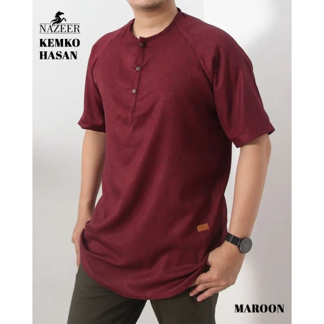 Kemeja Koko Lengan Pendek Casual Dewasa Katun Madinah Hasan Nazeer